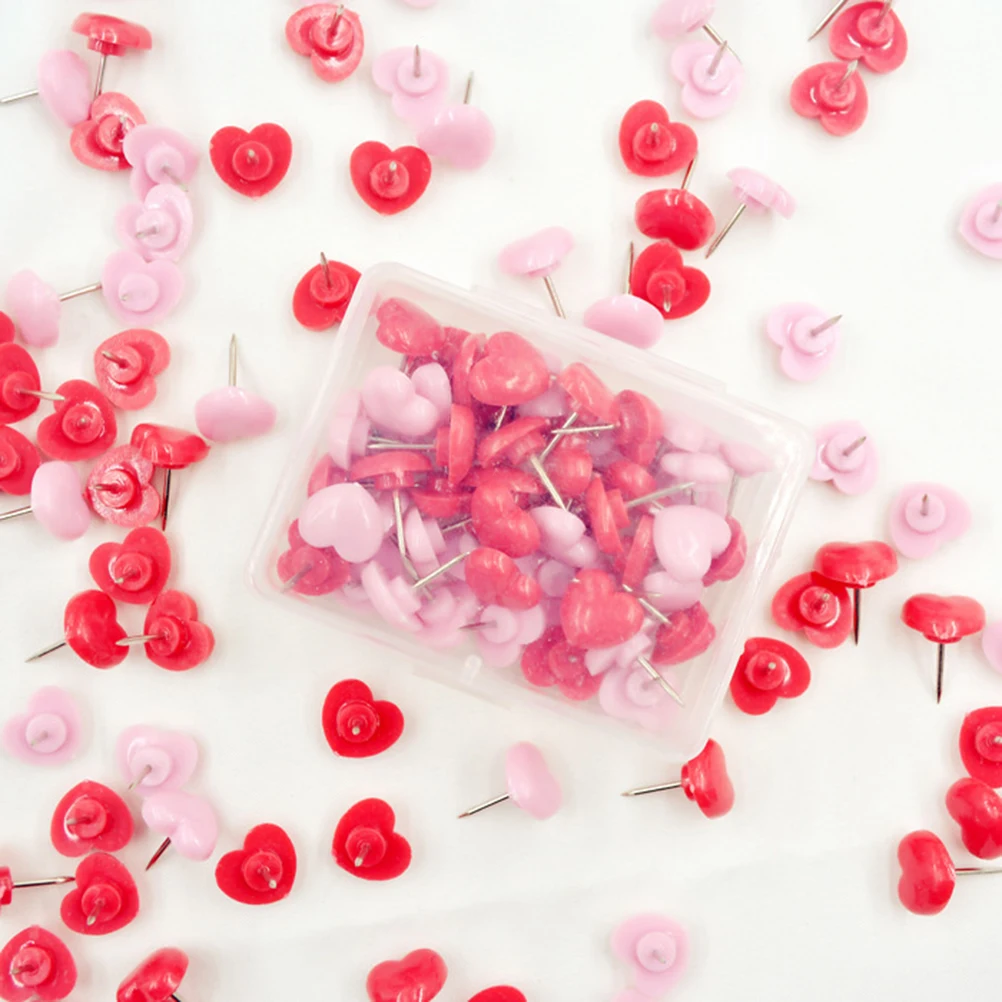 

100 Pcs Pushpin Box Decoration Decorative Thumbtacks for Cork Board Heart Shape Pins Decorate