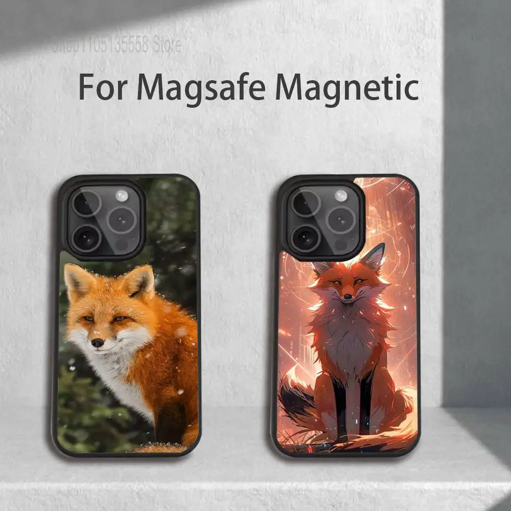 

Cute Animal Fox Phone Case For iPhone 17,16,15,14,13,12,11,Pro,Max,Plus,Mini,SE4,E Magnetic Magsafe Wireless Charging