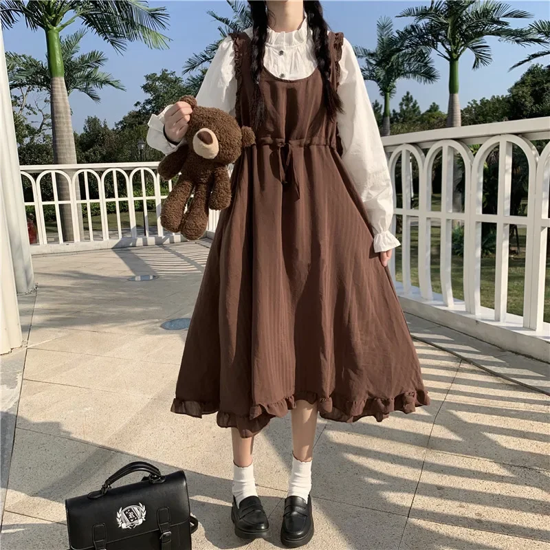 Winter suspender dress autumn and winter dress 2020 new women's high waist slimming kawaii clothing sweet lolita dress