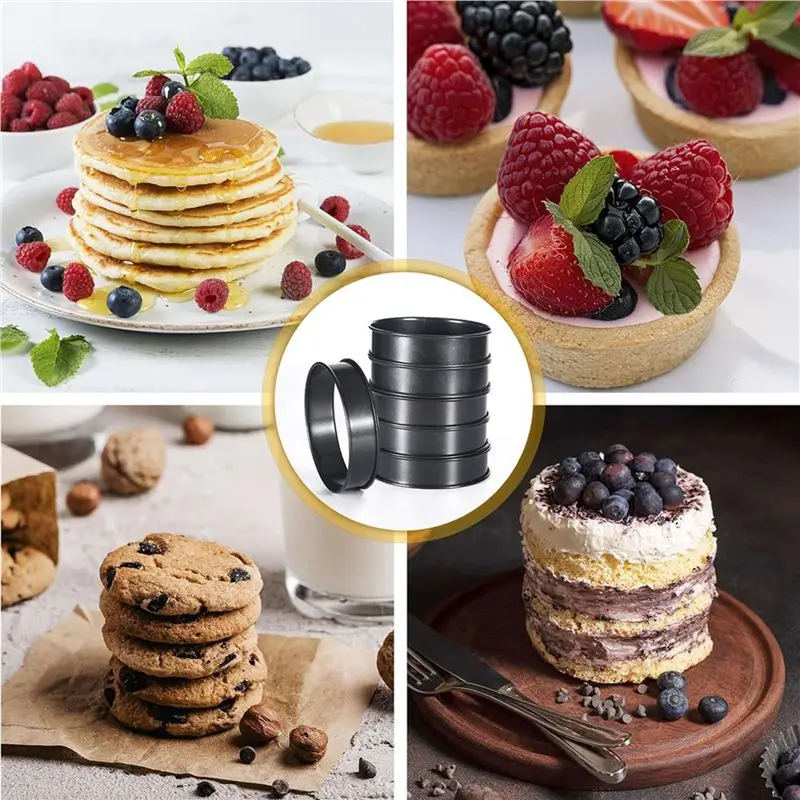 A96K-36Pcs Crumpet Rings, 4 Inch Double Rolled Stainless Steel Round Cake Tart Cookie Egg Burger Rings Mold