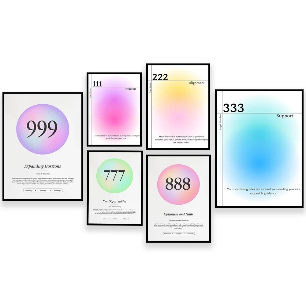 Angel number reflection, spirit gradient b'h, minimalist decorative aesthetic poster new season art premium gift creative print