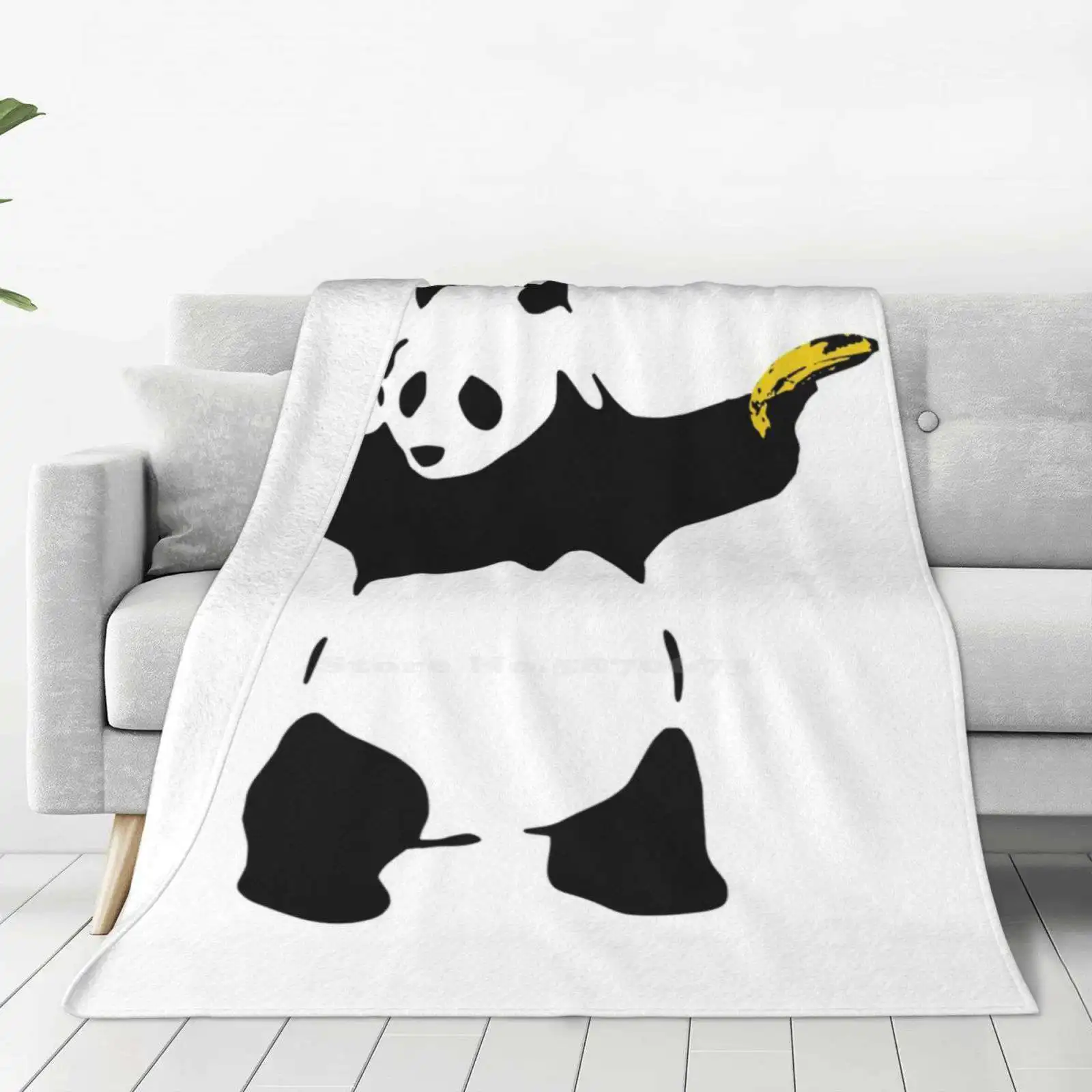 Bad Panda Stencil Best Selling Room Household Flannel Blanket Angry Panda Stencil Banana Gun Bad Panda Banksy Velvet Underground