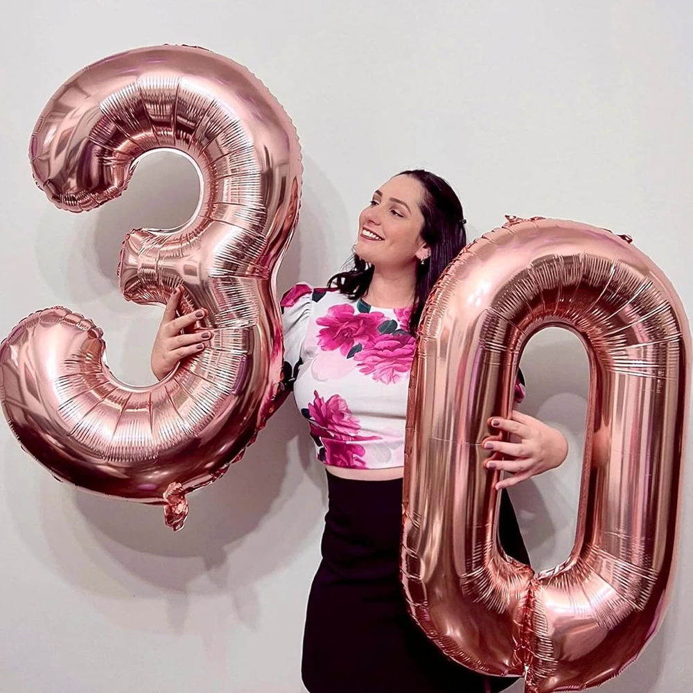 32 polegada grande número de ouro rosa número 30 balão folha mylar hélio número digital 3 0 balão festa aniversário decoração