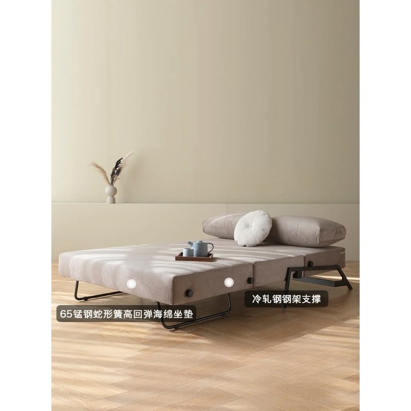 Study double fabric sofa bed, small apartment living room balcony foldable dual-purpose sofa