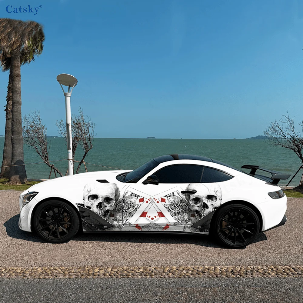 Skeleton Poker Hand Car Vinyl Wraps Decal Self-adhesive PVC Sticker Suitable for Trucks SUV Decoration Auto Accessories Gift