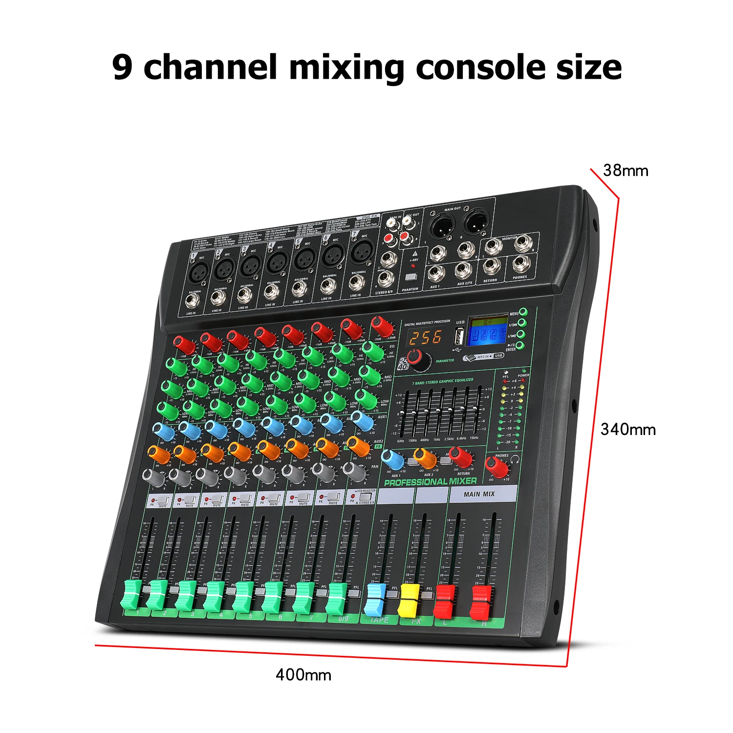 GAX-CT6 Professional 6-channel audio mixer for stage wedding performance with reverberation effect and BT USB live karaoke mixer