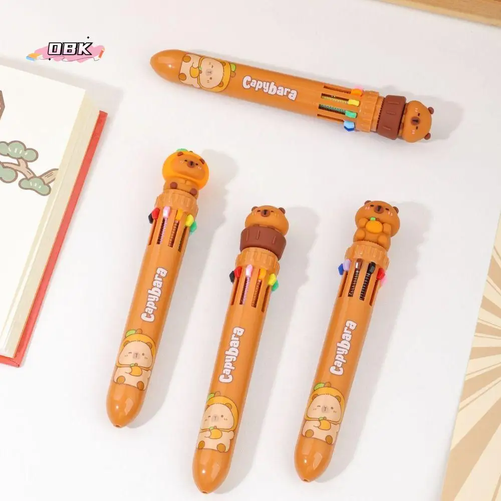 0.7Nib Capybara Ballpoint Pen Kawaii Creative Ten Color Ballpoint Pen Funny Quick-Drying Ink Cartoon Writing Pens Students