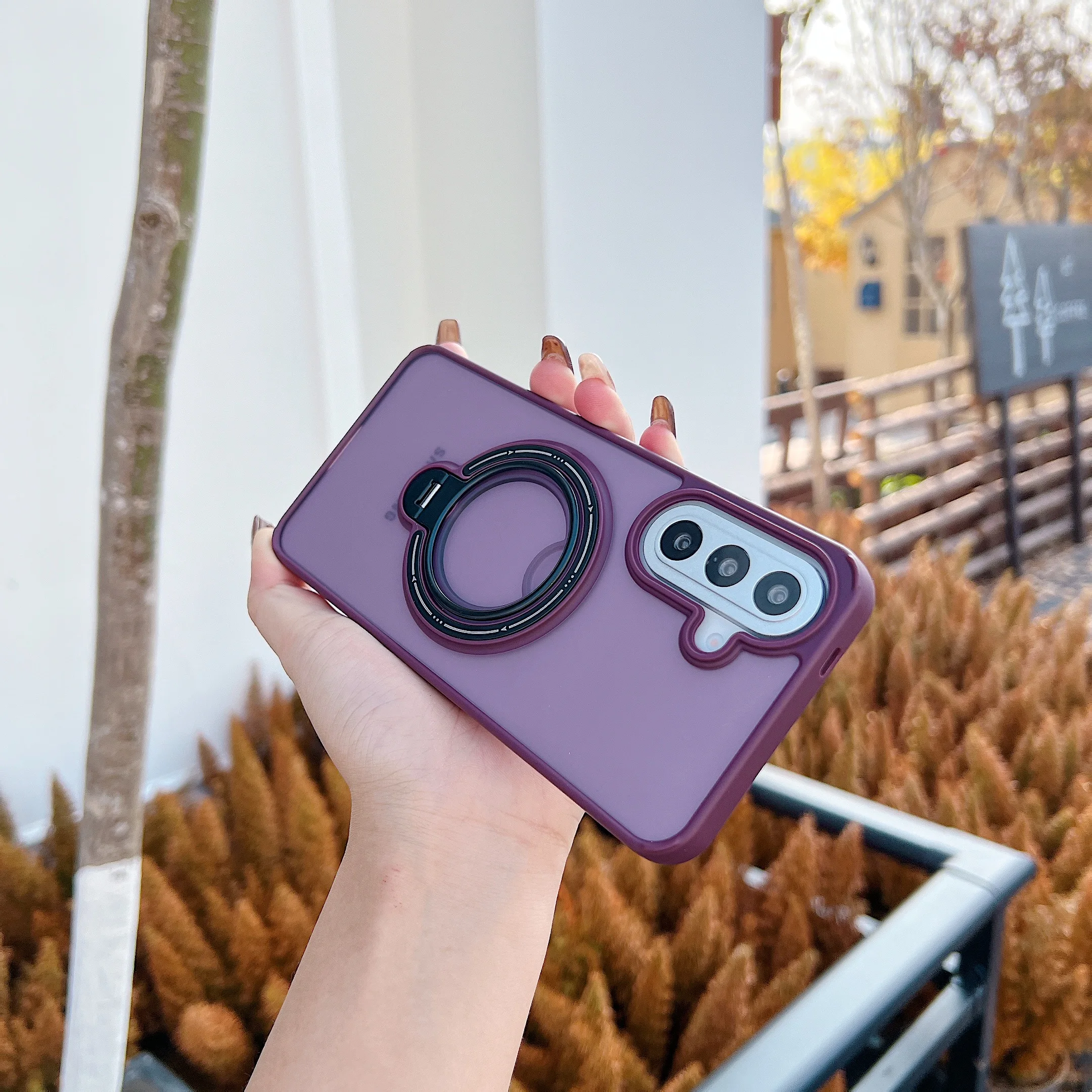 Luxury 360° Metal Ring Stand Matte Translucent Magnetic Phone Case For Samsung GalaxyS26 S25 S24 S22Ultra S26 S25 S24 S23PLUS FE