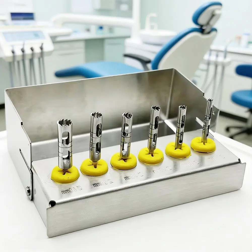 Stainless Steel Dental Implant Drill Set With Long Trephine Bur For Implantology Reusable Oral Surgical Dental Clinic Instrument