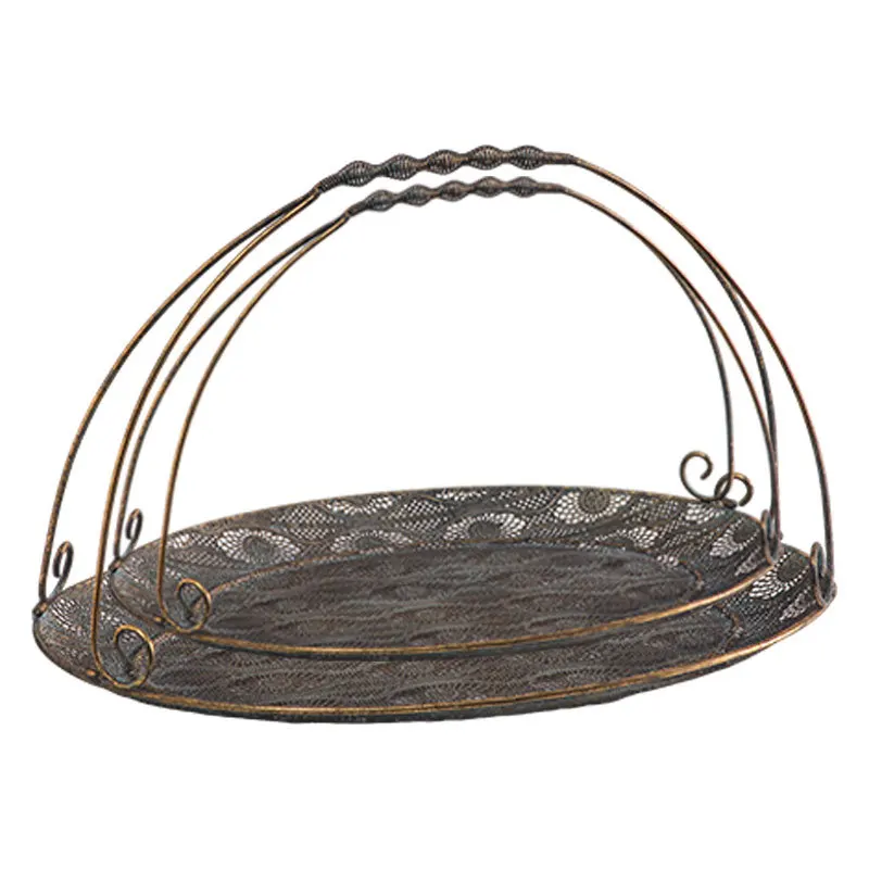American rural antique old wrought iron tray tea room zen aromatherapy tray ornament foreign trade handicraft decoration