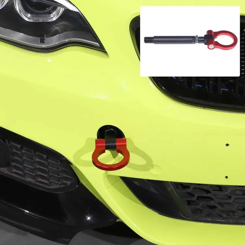 

Для BMW 2 серии 2014-2019, кольцо прицепа переднего бампера, крюк прицепа переднего бампера, красное кольцо, черный стержень, алюминиевый сплав + карбон ste