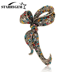 Trendy Rhinestone Bowknot Brooches for Women Rope Pins Office Party Friend Gifts Jewelry Accessories