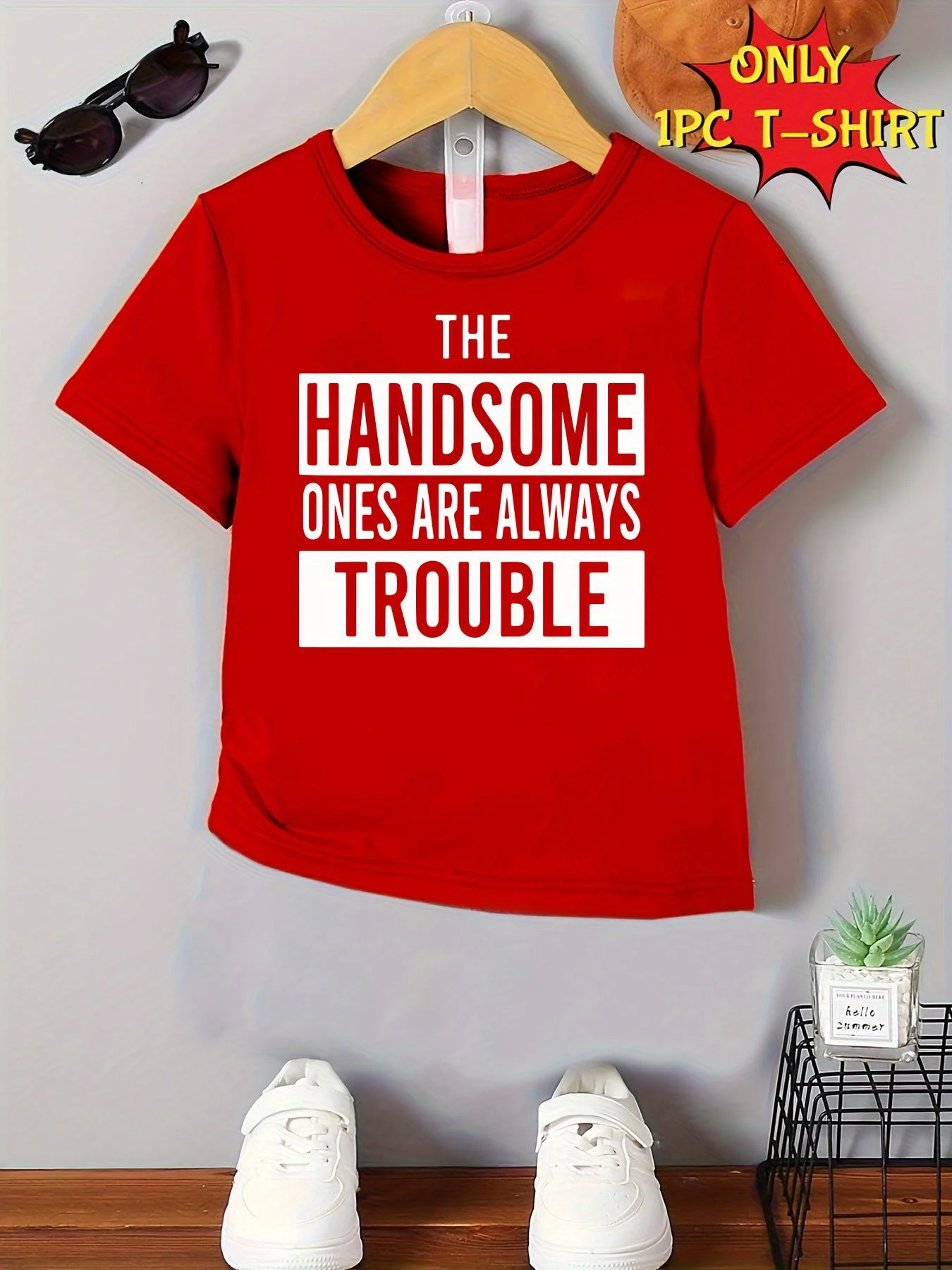YOURBRAND Boys Funny Quote Print Crew Neck T-shirt 