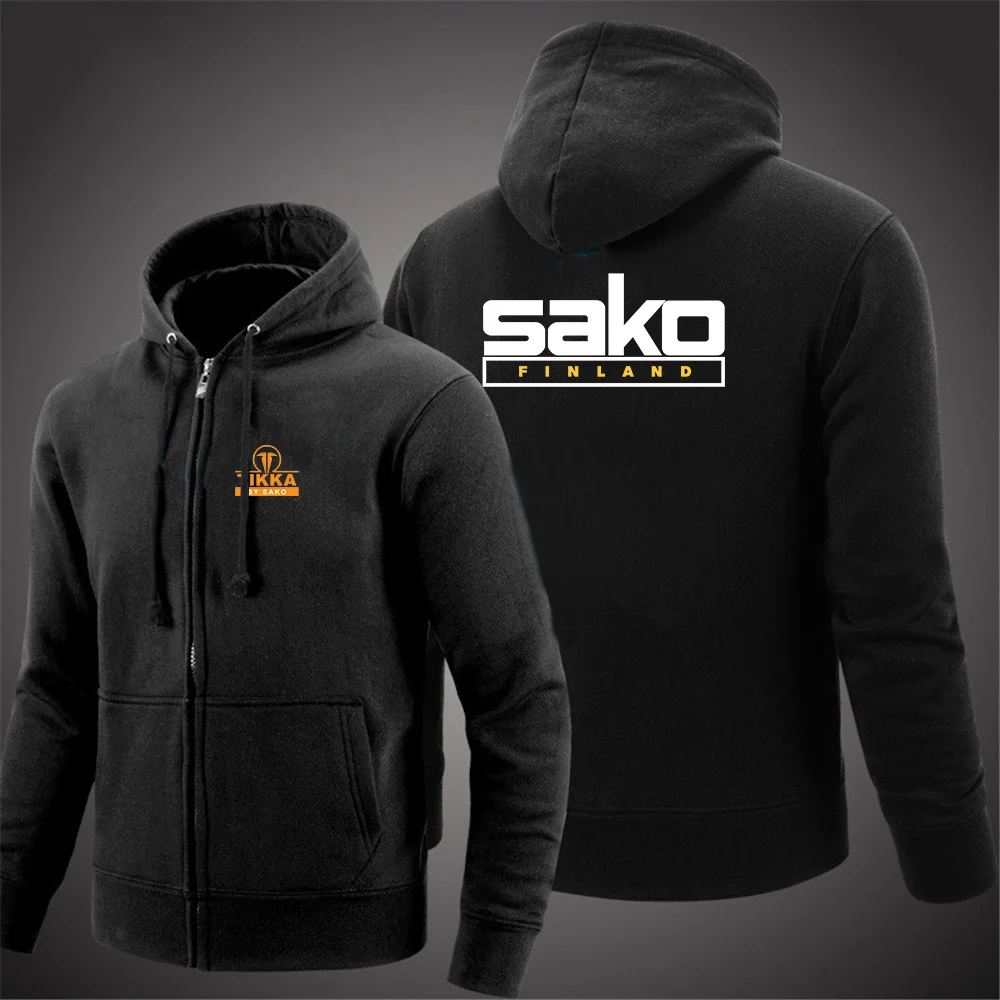 Tikka By Sako Finland Firearms Logo 2022 Men's New Solid Color Hooded Long Sleeves Zip Harajuku Jacket Sweatshirts Pullover Tops