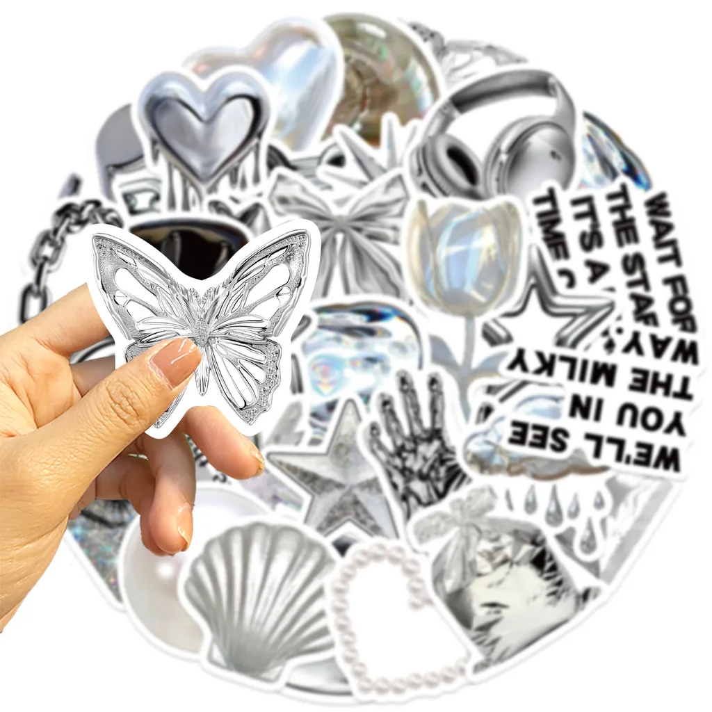 

30 шт. наклейки серии Silver Mood - водонепроницаемый декор из ПВХ для чехлов для телефонов, бутылок с водой и поделок своими руками BulingBulingStickers Store