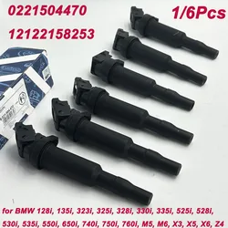 InStock 1/6Pcs Ignition Coils 0221504470 For BMW 325i 335i 328i 525i 530i 330i 650i X3 X5 M3 12138616153 12137594937 12138657273