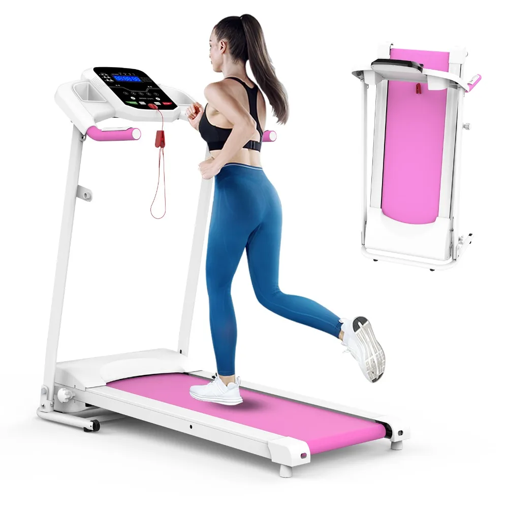 Folding Treadmill, Pulse Sensor, 2.5HP Quiet Brushless, 7.5 MPH, Electric Running Machine Treadmills, LCD Display, Easy to Fold.