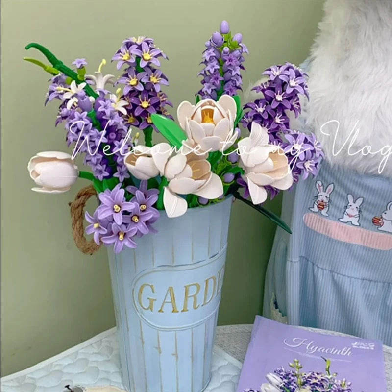 Nzkeuf Ramo De Flores Con Bloques De Construcción – 1250 Piezas De Tulipanes Con Jarrón, Decoración DIY Para Regalar En San Valentín O El Día De La Madre