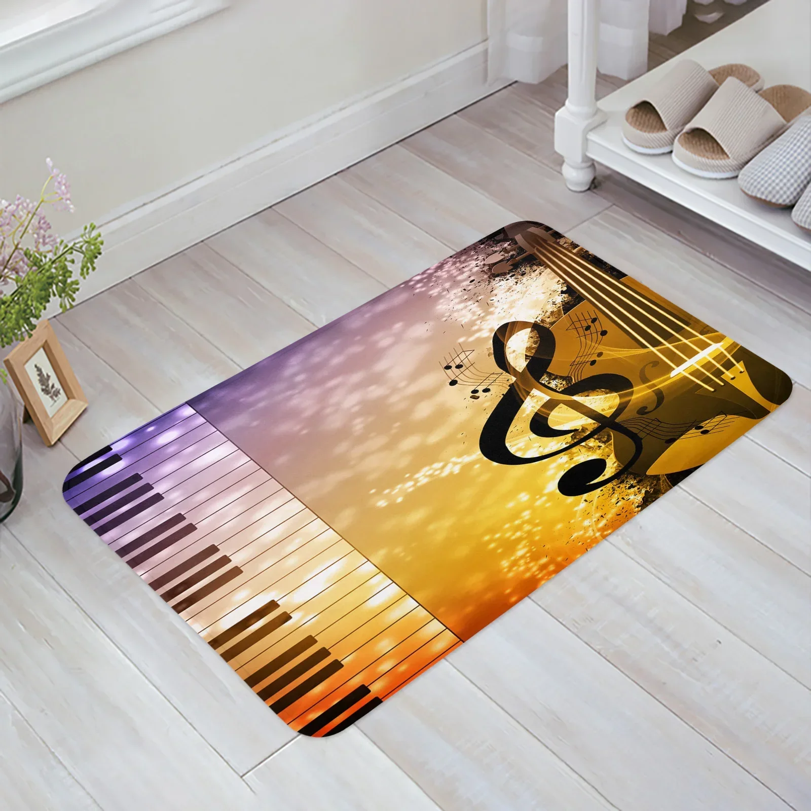 Piano Cello Music Note Floor Mat Entrance Door Mat Living Room Kitchen Rug Non-Slip Carpet Bathroom Doormat Home Decor