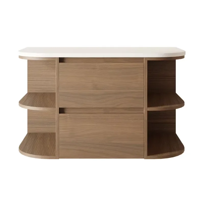 Modern Minimalist Wall-mounted Bathroom Vanity Cabinet with Double Side Open Shelves Space-saving Bathroom Storage Furniture