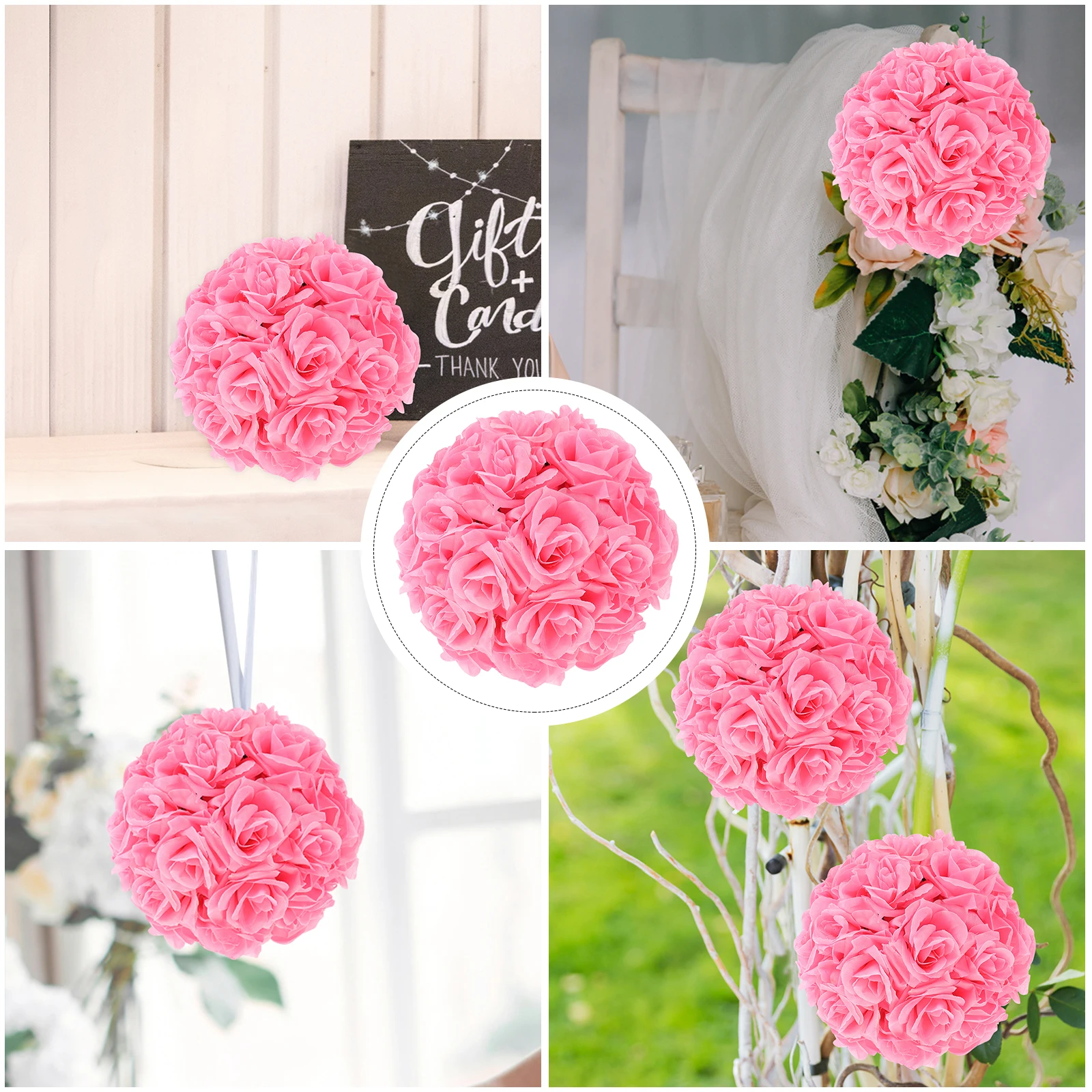 

Rose Ball Wedding Flower Ball Pink Decor Silk Flower Arrangement Wedding Party Anniversary Hanging nament Valentine DIY