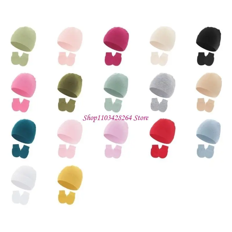 

Anti-scratch Gloves with Hat Newborns Bonnet Soft and Breathable for Baby
