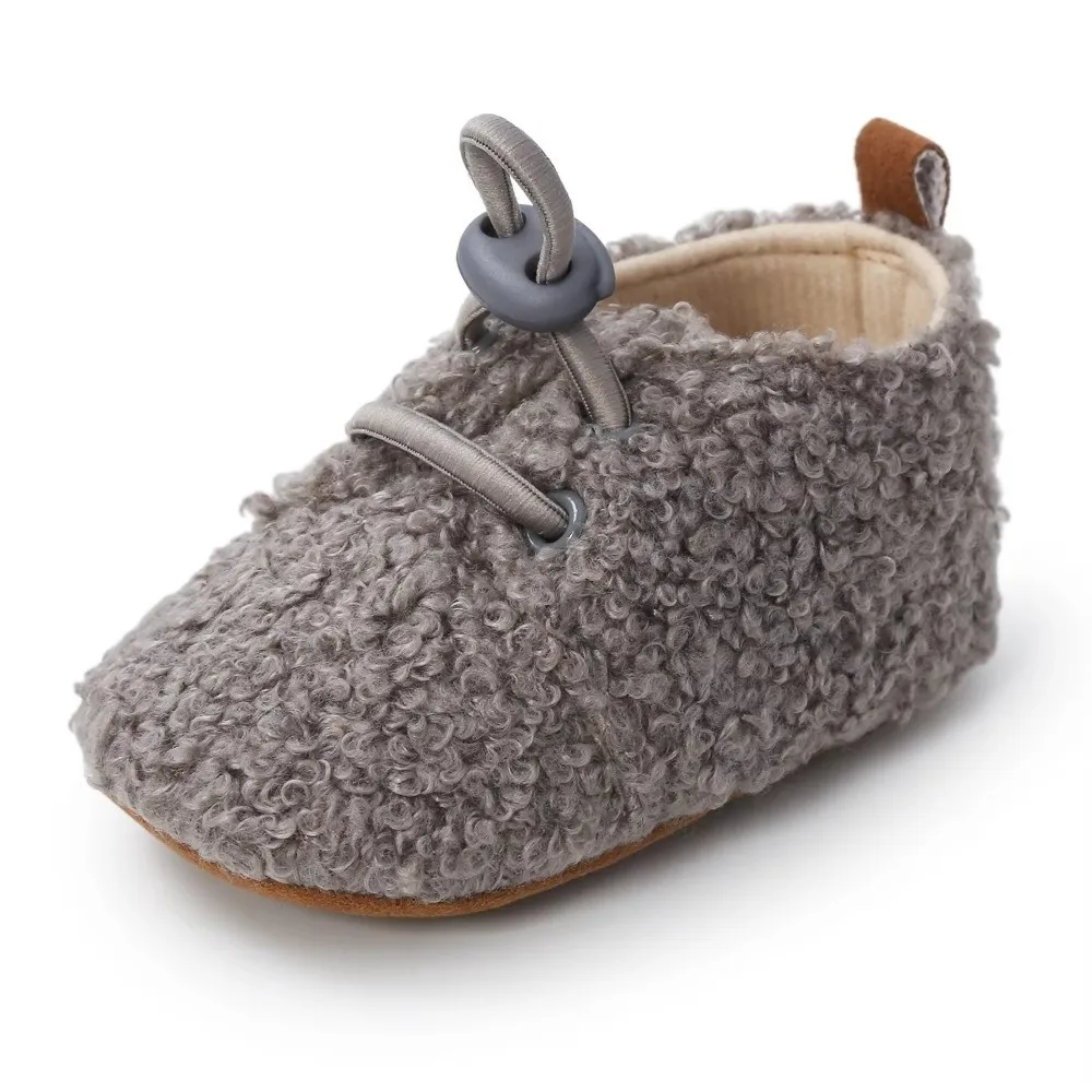 Anti-Slip Baby Booties Cashmere Lining Warm Insulation Infant Crib Shoes First Walking Fluff Material Toddler Shoes