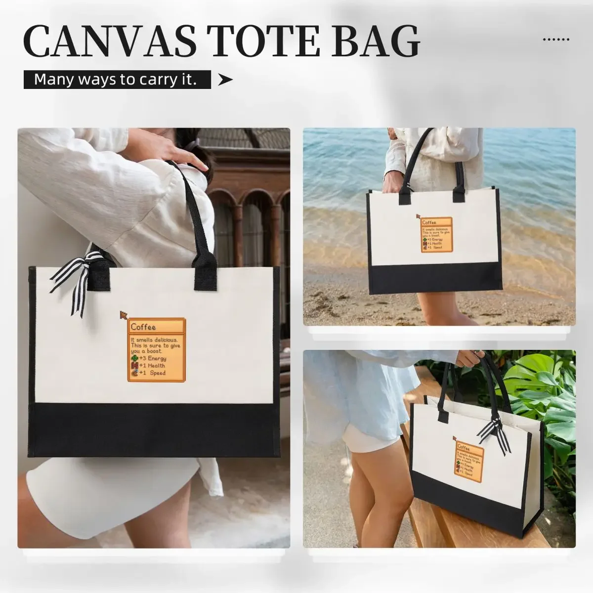 Canvas Gift Shopping Bag Coffee Game Canvas Large Capacity Bag Customizable Quality Gifts