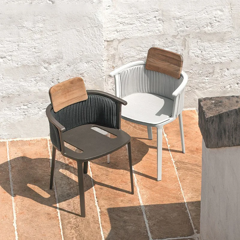 Outdoor tables and chairs Garden furniture Balcony teak rattan chair three-piece outdoor cafe rattan dining chair rattan art