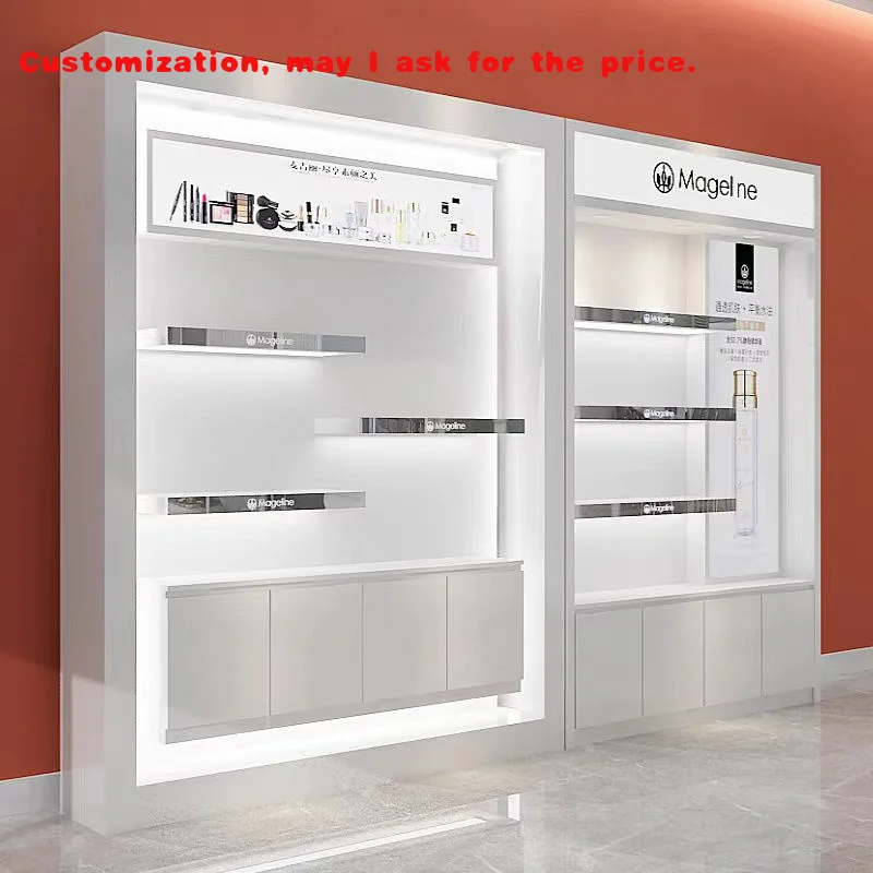 

Изготовленный на заказ дизайн мебели для салона красоты, витрина для макияжа, витрина для ухода за кожей, шкаф с подсветкой, косметическая витрина