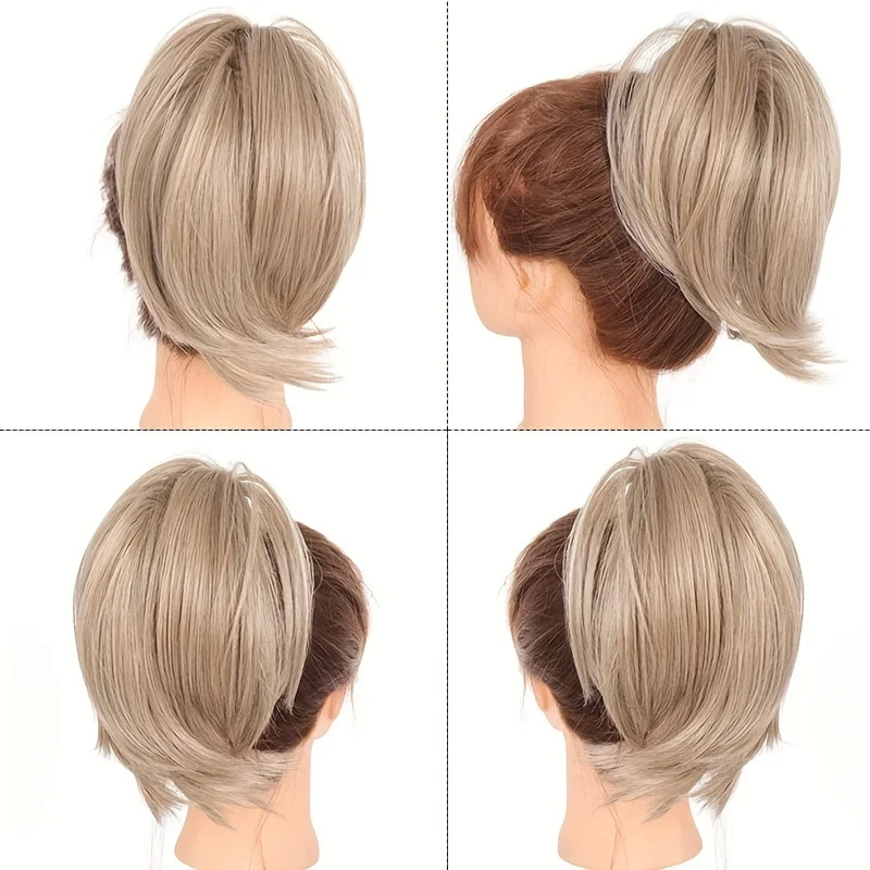 Mujer Elegante Estilo Pinza de Garra Moño Despeinado Pieza de Cabello, Sintético Recto Chignon Coleta, Práctico Clip en Extensión de Cabello Scrunchies Accesorio para Diario Modificación de Peinado Belleza Hogar Accesorios de Peinado 5