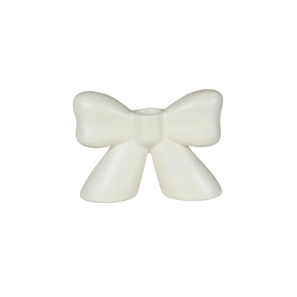 Creative Ceramic Candle Holder Korean Style Minimalist Bow Candle Stand French Elegant European Style Bowknot Candlestick