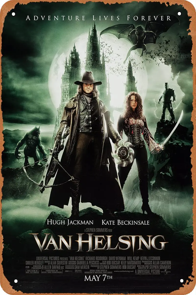 1PCS,Vintage Metal Tin Sign Van Helsing 2004 Horror Movie Poster For Bar,Pub,Home,Coffee,Restaurants,Cafes,Wall Decor Metal Plaq