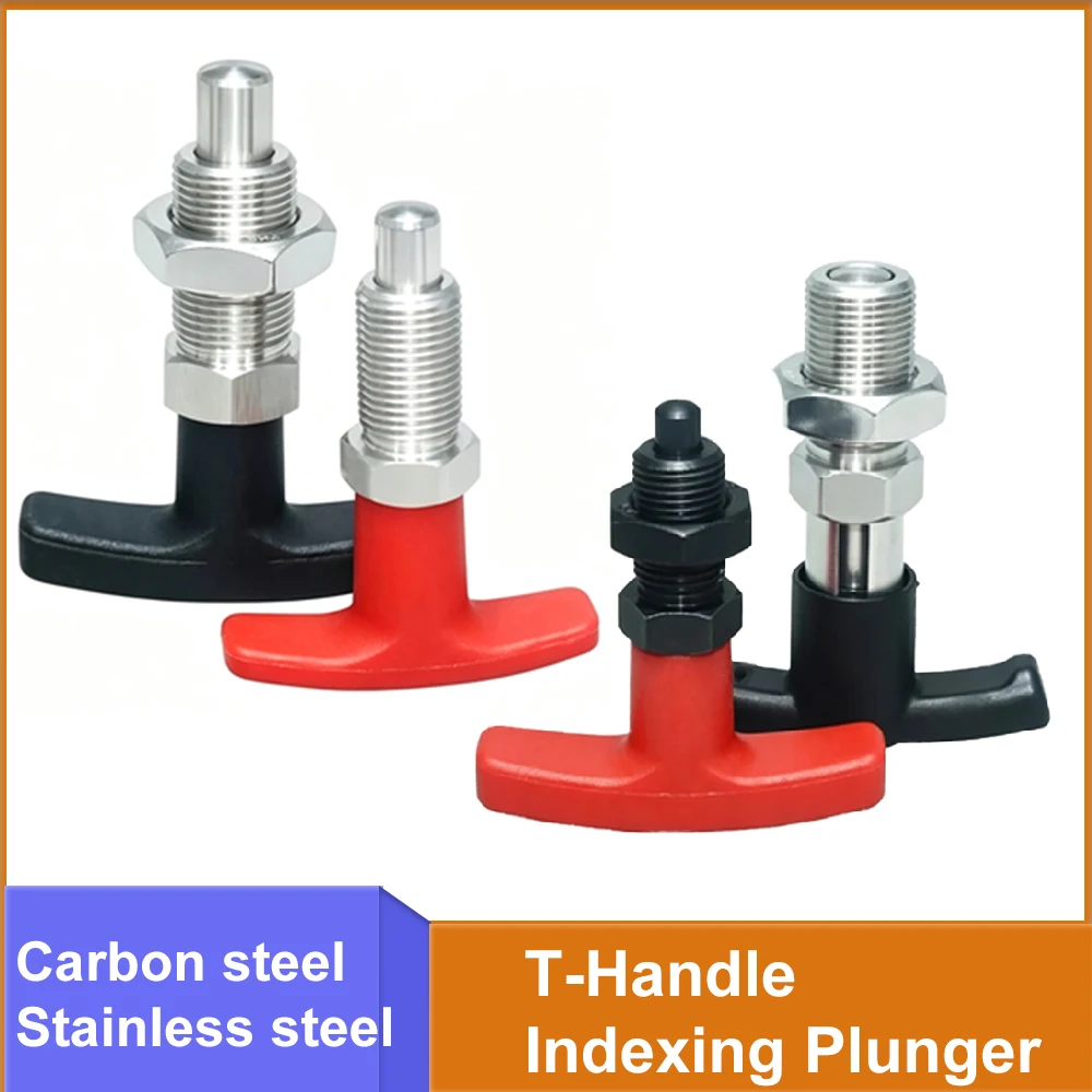 1Pc T-Handle Indexing Plunger Reset/Self-Locking Spring Threaded Positioning Pin Carbon Steel/Stainless Retractable Knob Plunger
