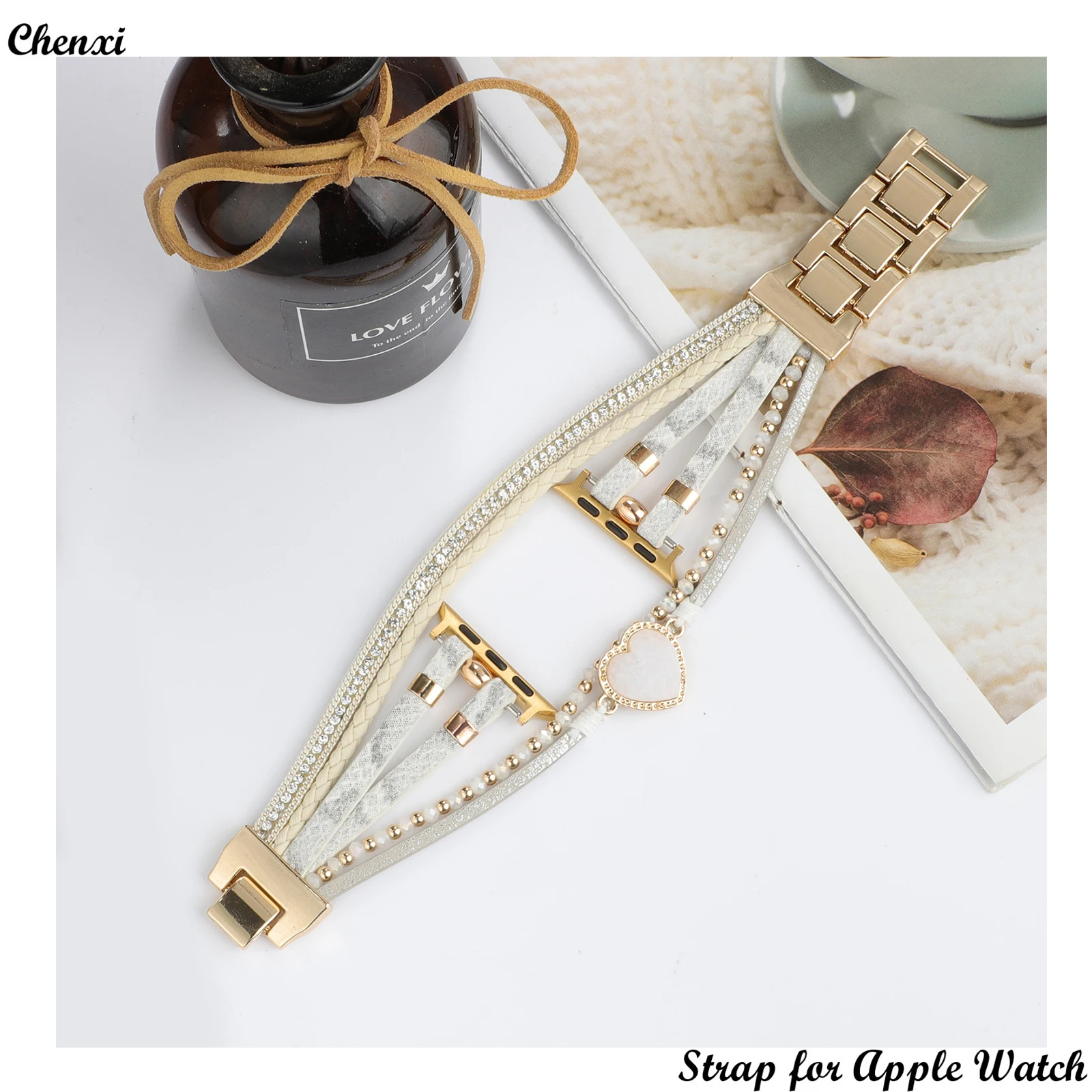 

Metal Strap For Apple Watch Band Series 8 7 6 se5 4Ultra Women Jewel Love Bracelet Chain IWatch 49mm 45mm 41mm 40mm 44mm Wrist