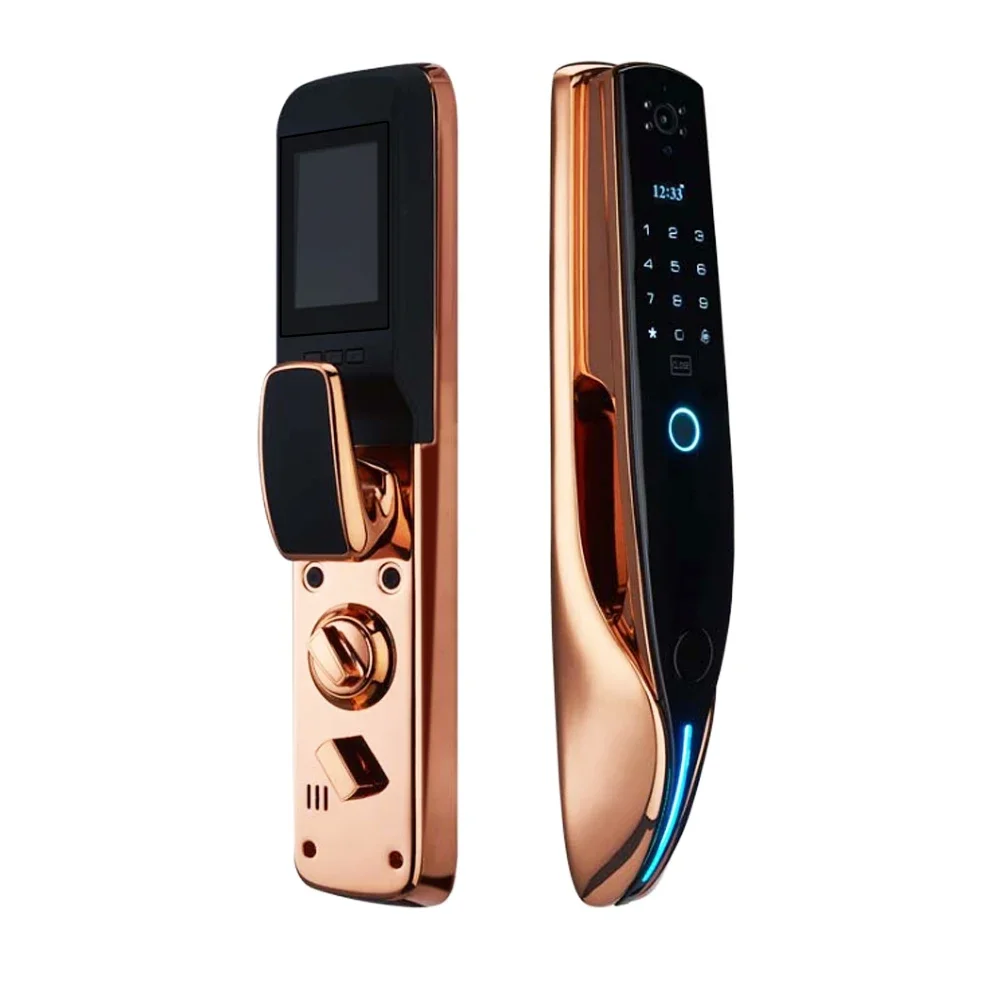 yyhcSecurity fully automatic smart fingerprint lock with visible cat's eye smart swipe card password door lock from Guangdong Ch