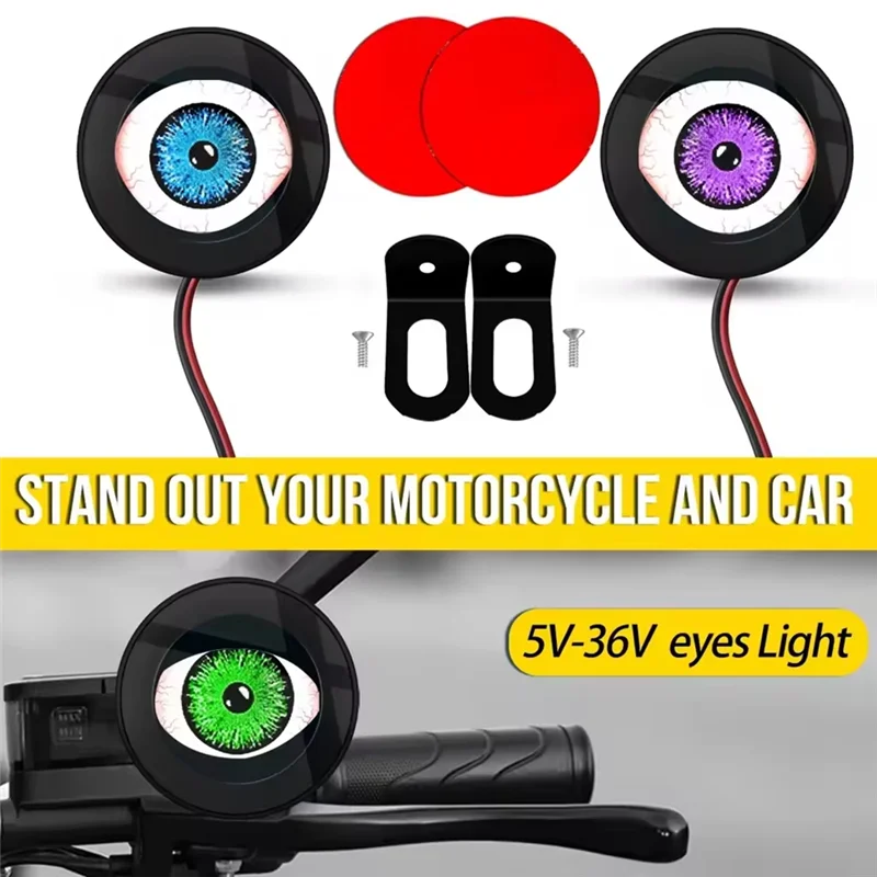 LED Retrofit Kits 3D Dynamic Devil Eye Motorcycle Decorative Lights Assembly LED Screen Ambient Lamp DC 5-36V