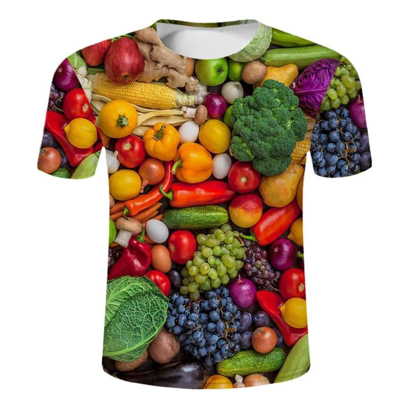 Summer Fashion Personality Fruit and Vegetable graphic t shirts For Men Trend Casual Fun harajuku Printed O-neck Short Sleeve