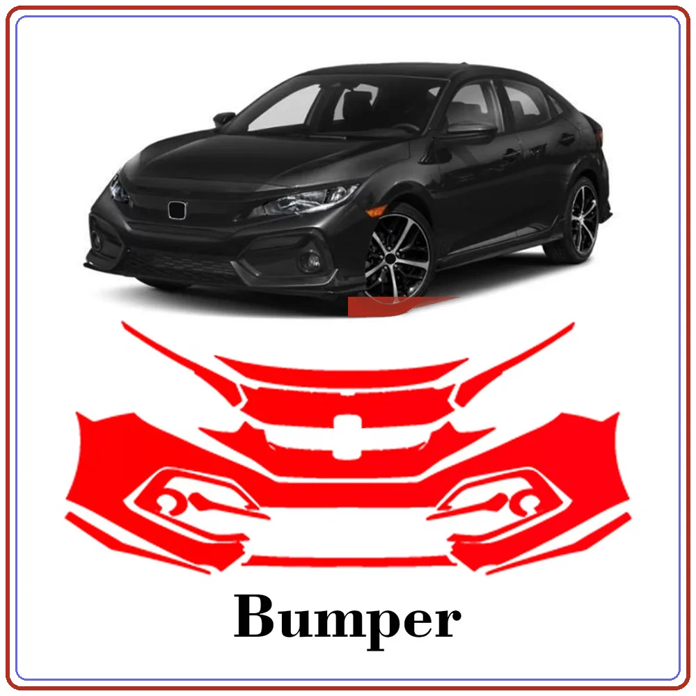 For Honda Civic Hatchback 2020-2021 Precut TPU Paint Protection Film PPF Front Bumper Kit Clear Bra Stone Guard EU UK