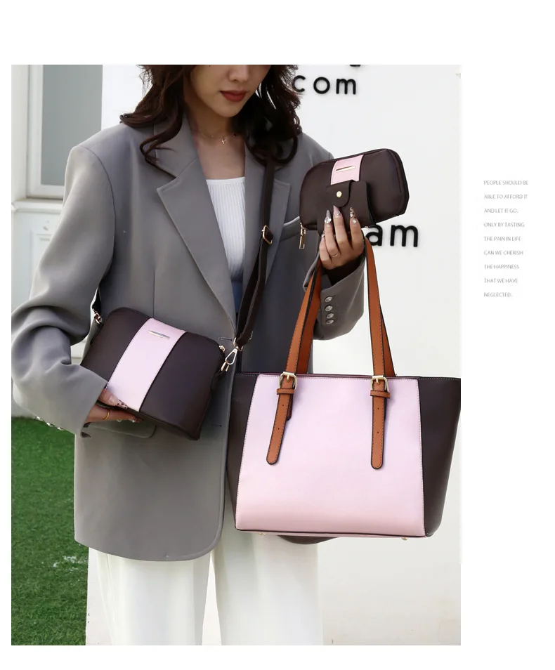 

2025 New Women's Multi-Piece Set Handbag - Spacious Tote/Shoulder/Crossbody Bag, Detachable Pouch, Trendy Patchwork Design