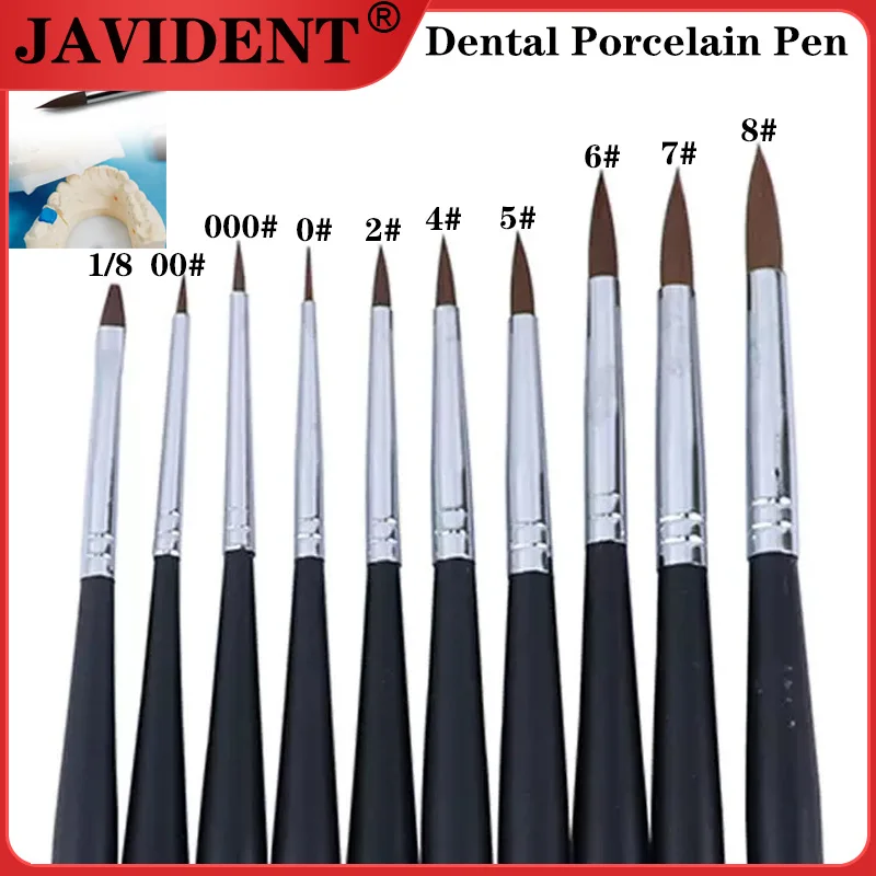 

Стоматологическая фарфоровая ручка с лотком для глазури для протезов, полный спектр моделей кистей для техников собольных волос