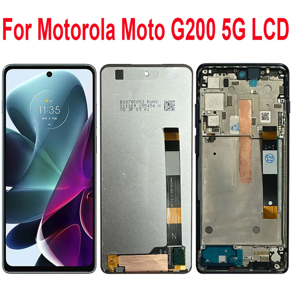 

6,8 "для Motorola Moto G200 5G ЖК-дисплей с рамкой, сменный преобразователь сенсорной панели в сборе для Motorola Moto G200 5G ЖК-дисплей
