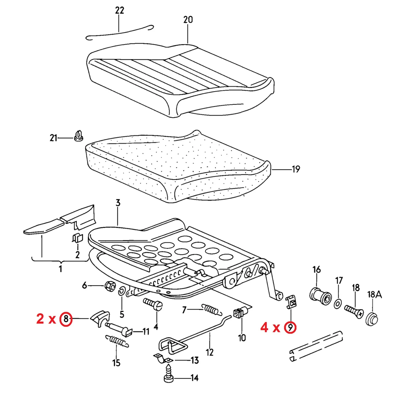 6Pcs Seat Fastener Rail Runner Clip Slider Guide Piece 171881213B For Audi 80 1978-1987 A4 4000 5000 100 200 Quattro Coupe