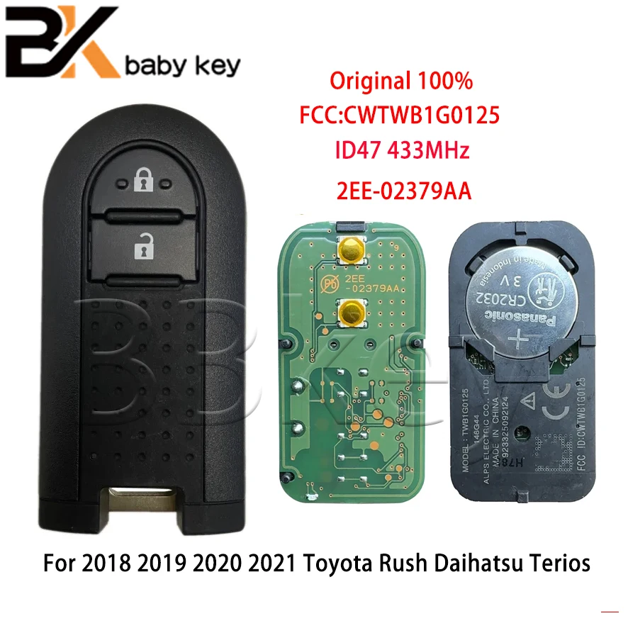 

100%New Original 2EE-02379AA CWTWB1G0125 2B Smart Key ID47 433.92MHz FSK For 2018 2019 2020 2021 Toyota Rush Daihatsu Terios