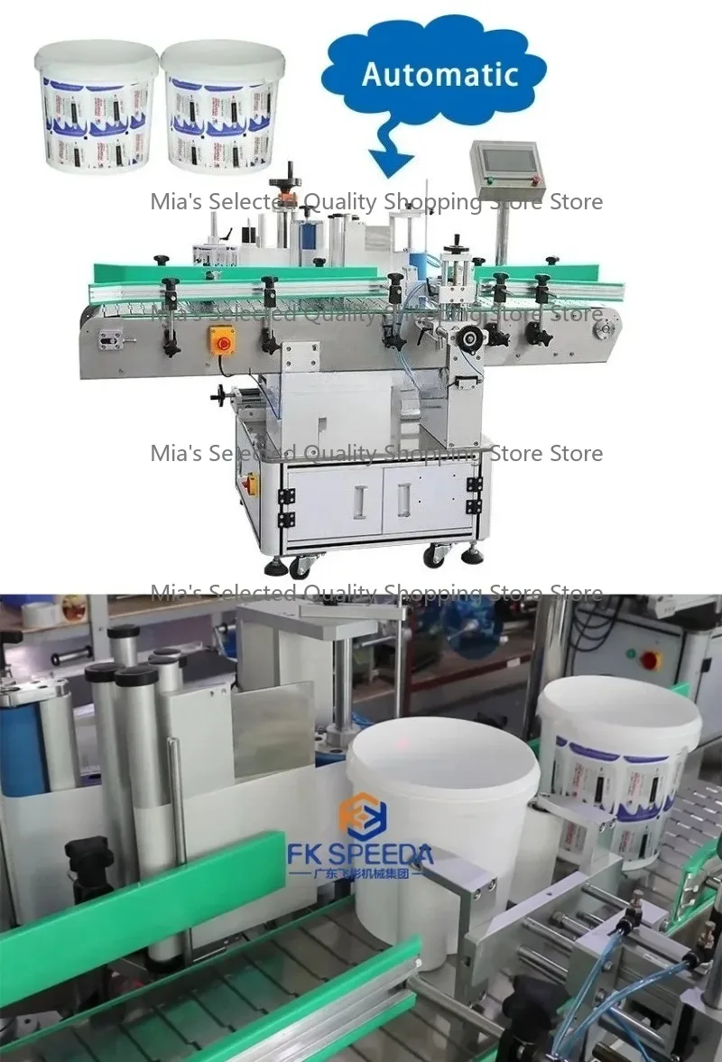 Semi-Automatic Large Diameter Conical round 5 Gallon Bucket Labeling Machine Self-Adhesive Sticker Big Size for Business