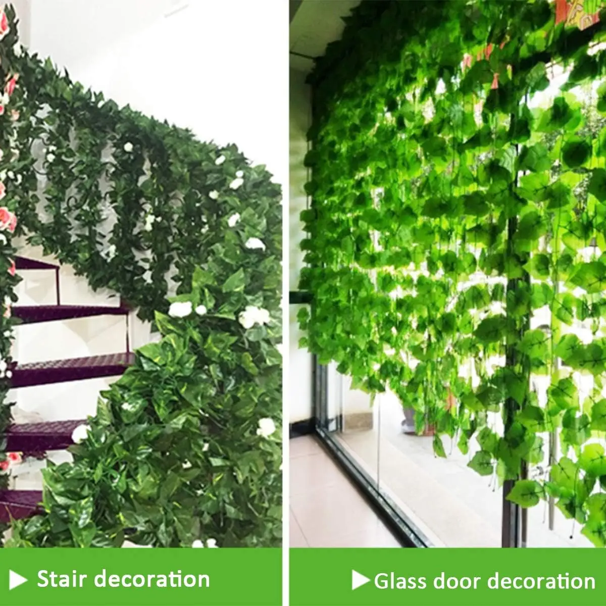 100/2M Artificial Green Ivy Vine Garland Fake Leaf Plants Rattan Hanging Creeper Garlands for Garden Wedding Party Wall Decors - view 3