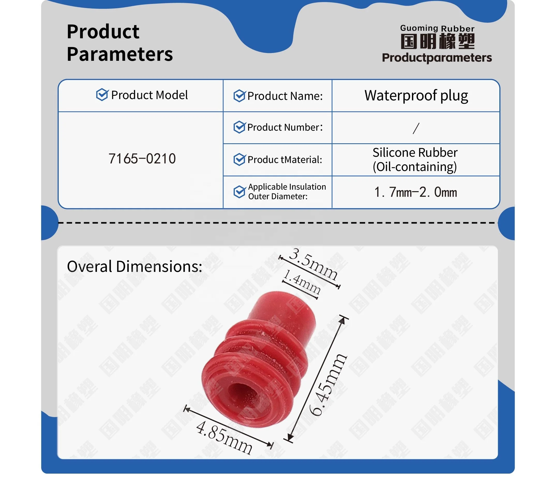 Super Sealed Wire Seals for Automotive Connectors Waterproof Plug Silicone Rubber Seal  7165-0210