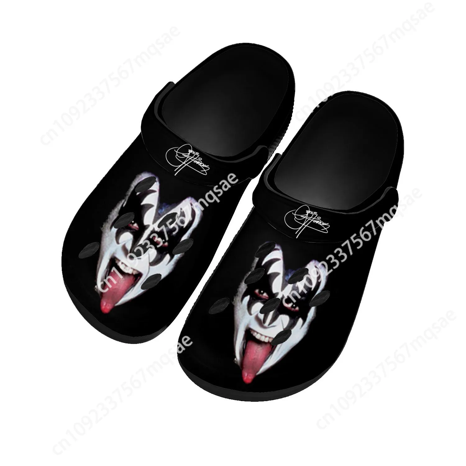 Gene Simmons-zuecos de casa para hombre y mujer, zapatos de agua personalizados, zuecos de jardín transpirables con agujeros para la playa