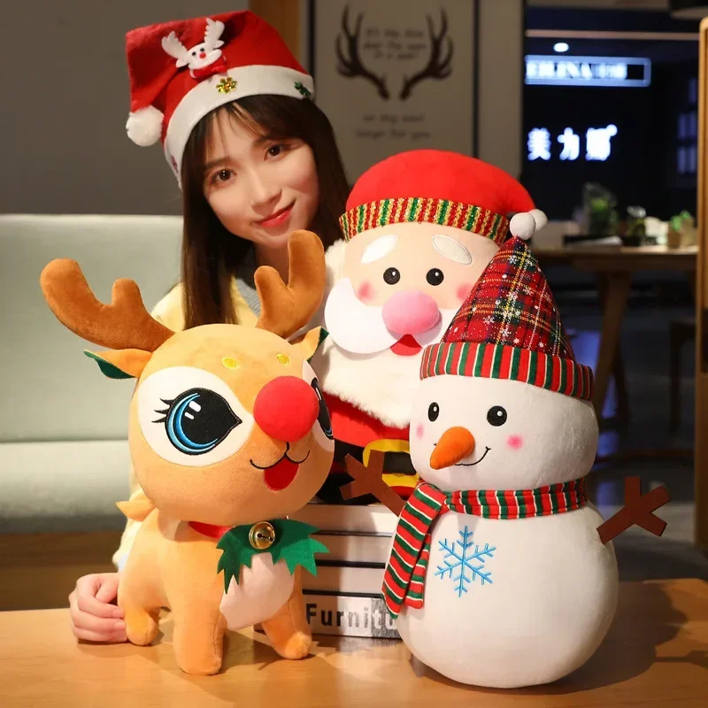 23/40cm Santa Claus Doll Plush Toy Christmas Gift Sprite Snowman Doll Crystal Super Soft Girl Christmas Holiday Gift Cute Doll