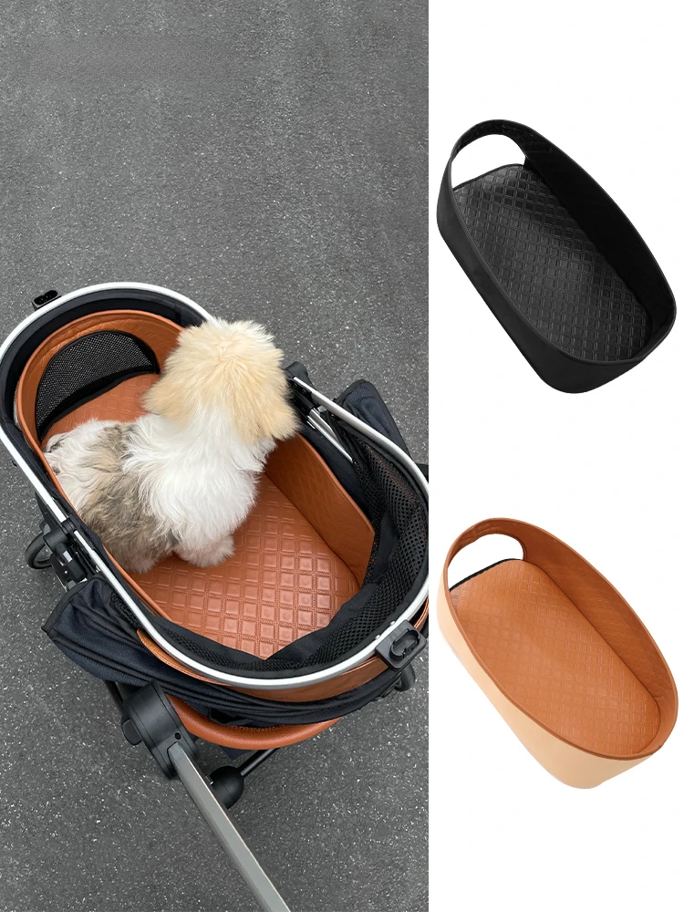 Pet Stroller Leather Cushion,Waterproof Dog Stroller Mat Basket,Puppy Outdoor Cart Accessories,Dog Birther Gift,with Velcro